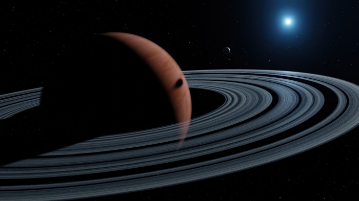 Sci Fi Planet with Rings and Moon 4K