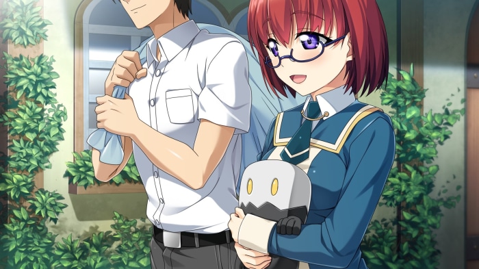 Couple walking outdoors with greenery
