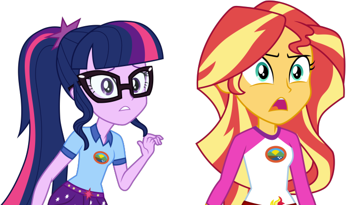 Sci-Twi and Sunset Shimmer from Equestria Girls