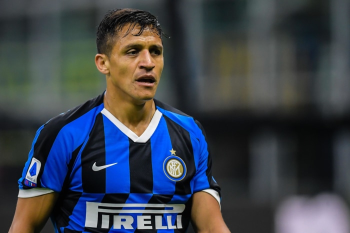Alexis Sanchez wearing Inter Milan jersey