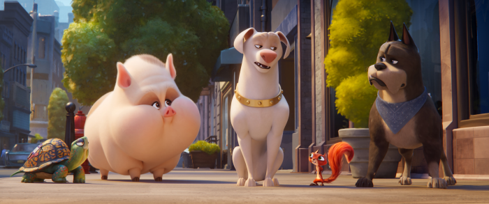 DC League Of Super-Pets: Krypto and friends on street