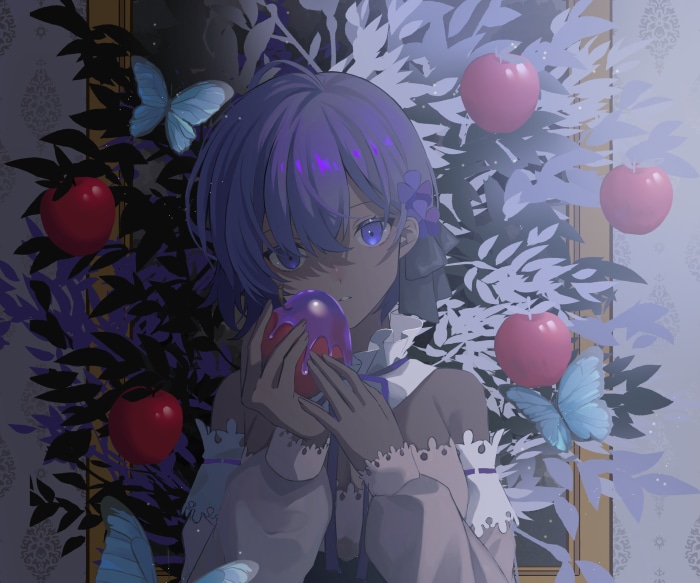 Assassin from Fate/Grand Order holding a poisoned apple