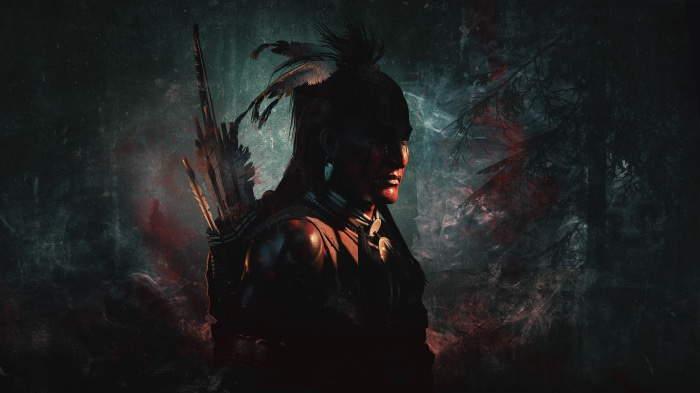 Native American Warrior with Bow and Arrows