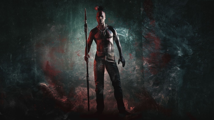 Man with spear in tribal attire