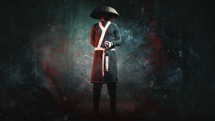 Man in traditional Japanese attire with sword