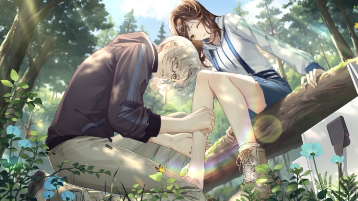 Moritsuki Rei and Rosa from Tears of Themis in a forest