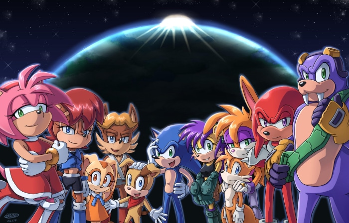 Sonic the Hedgehog Freedom Fighters Group in Space