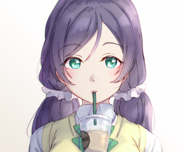 Nozomi Tojo from Love Live! drinking from a cup