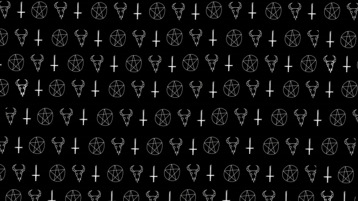 Dark Occult Pattern with Cross and Pentagram