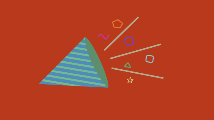 Party popper exploding with confetti and shapes