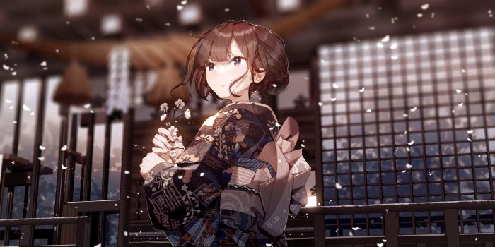 Girl in Kimono with Cherry Blossoms 4K