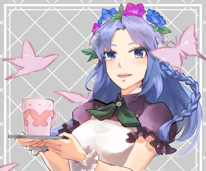 Caster from Fate/Stay Night with Flowers and Butterflies