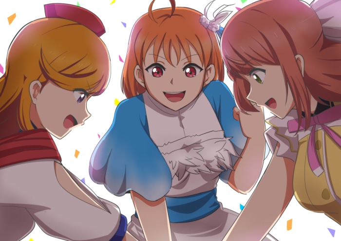 Ayumu Uehara, Chika Takami, and Kanon Shibuya from Love Live! Nijigasaki High School Idol Club