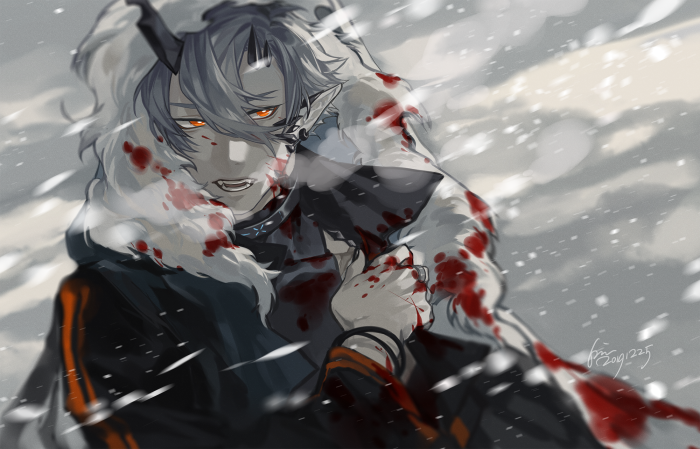Flamebringer from Arknights in snow