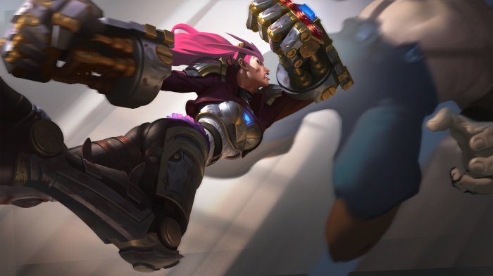 Vi from League of Legends fighting