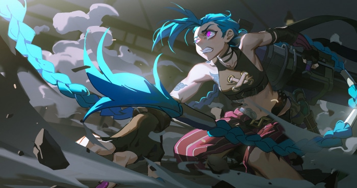 Jinx from Arcane fighting