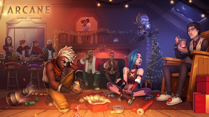 Arcane League of Legends characters celebrating holidays