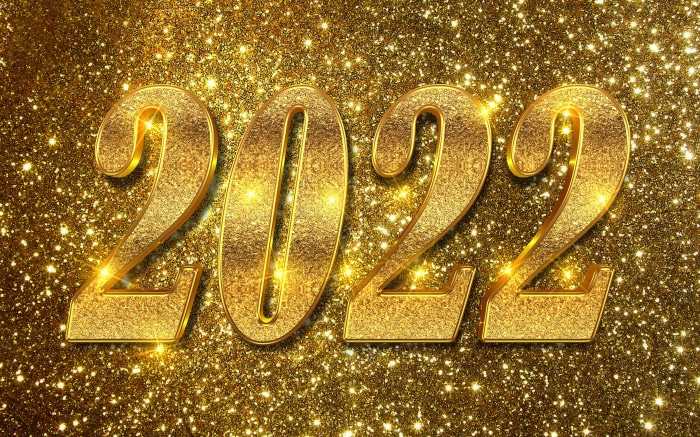 Golden 2022 New Year Numbers