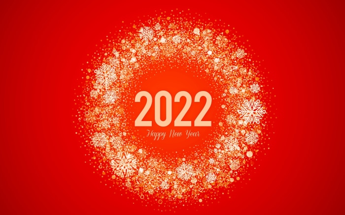 Happy New Year 2022 with Snowflakes