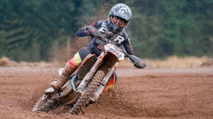 Motocross rider on a dirt track
