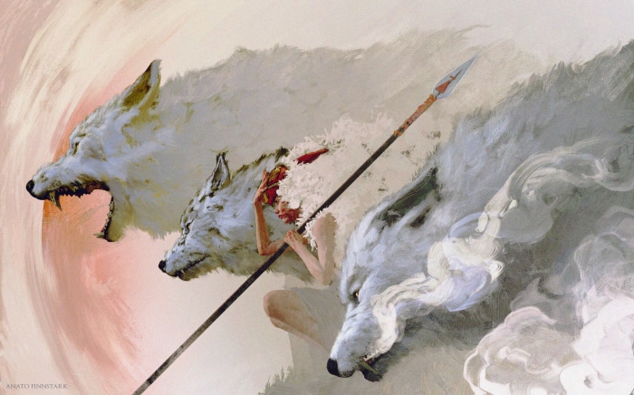 Princess Mononoke with Wolves