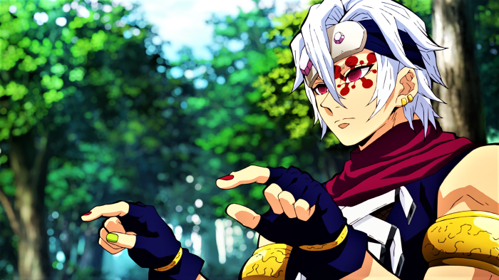 Tengen Uzui from Demon Slayer in a forest