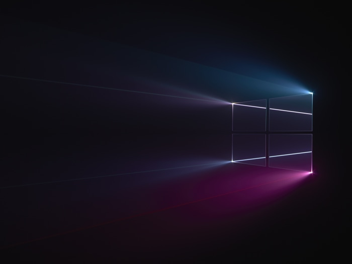 Windows 10 logo with light beams