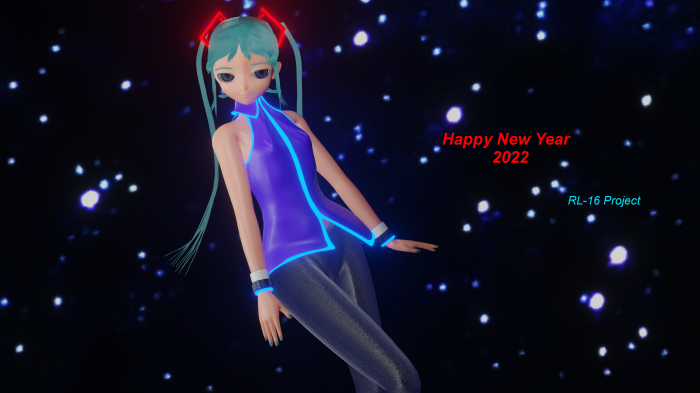 Hatsune Miku from Vocaloid Happy New Year 2022