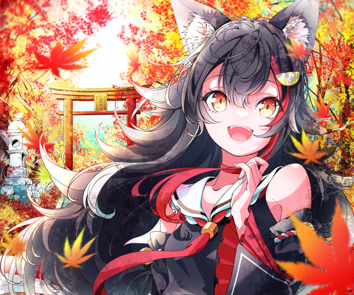 Ookami Mio from Hololive in autumn