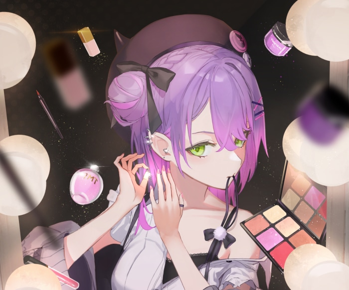 Tokoyami Towa from Hololive applying makeup