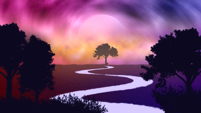 Artistic Tree 4K River Landscape