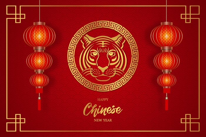 Happy Chinese New Year Year of the Tiger Lanterns