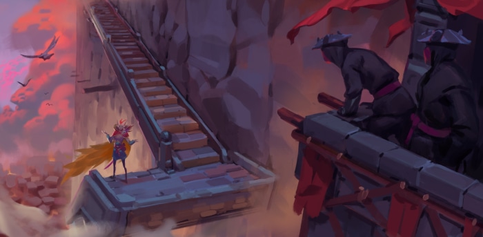 Rakan from League of Legends on a staircase