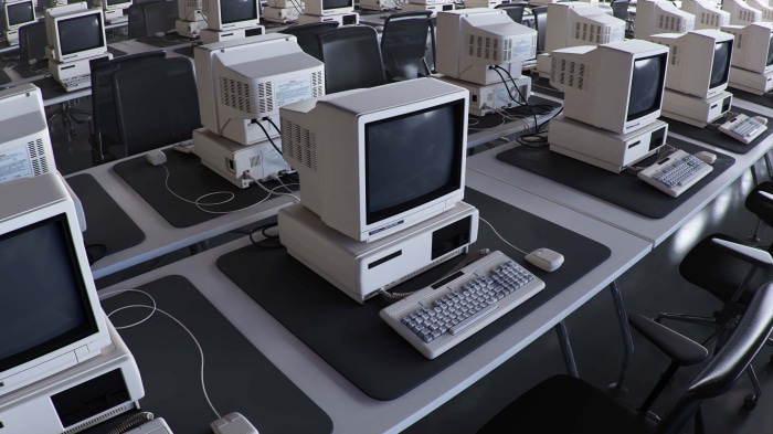 Computer lab with vintage computers