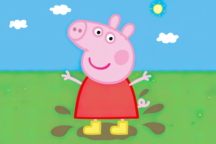 Peppa Pig in muddy puddles
