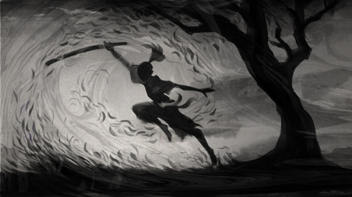 Yasuo from League of Legends in motion