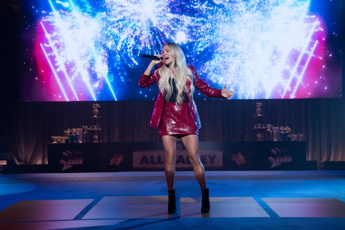 Carrie Underwood performing on stage