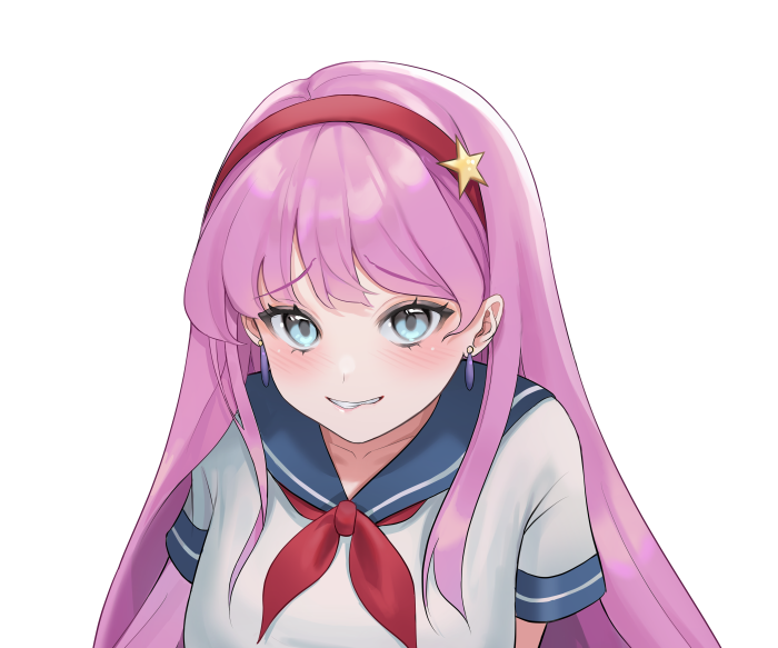 Girl with Pink Hair and Star Hair Clip