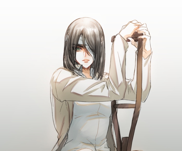 Eren Yeager from Attack on Titan with crutches