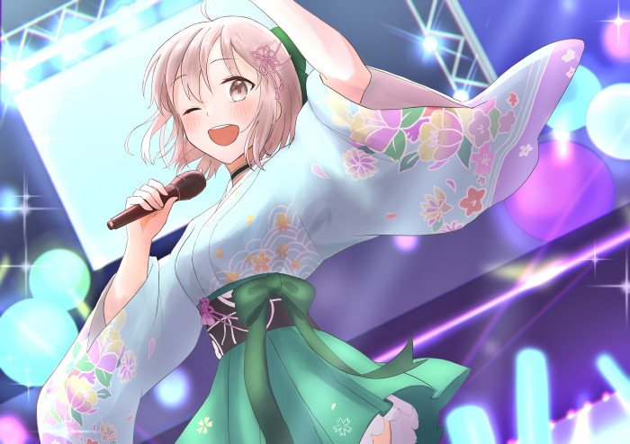 Okita Souji from Fate/Grand Order wearing a kimono