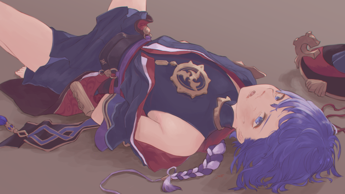 Scaramouche from Genshin Impact lying down