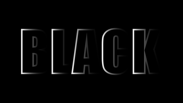 The word BLACK in a stylized font