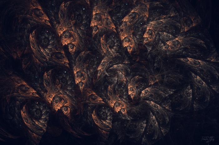 Abstract Fractal Swirls in Orange and Black 4K