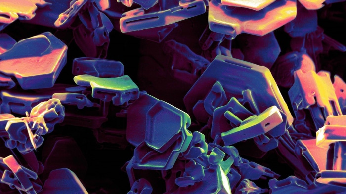 Abstract microscopic view of colorful crystals