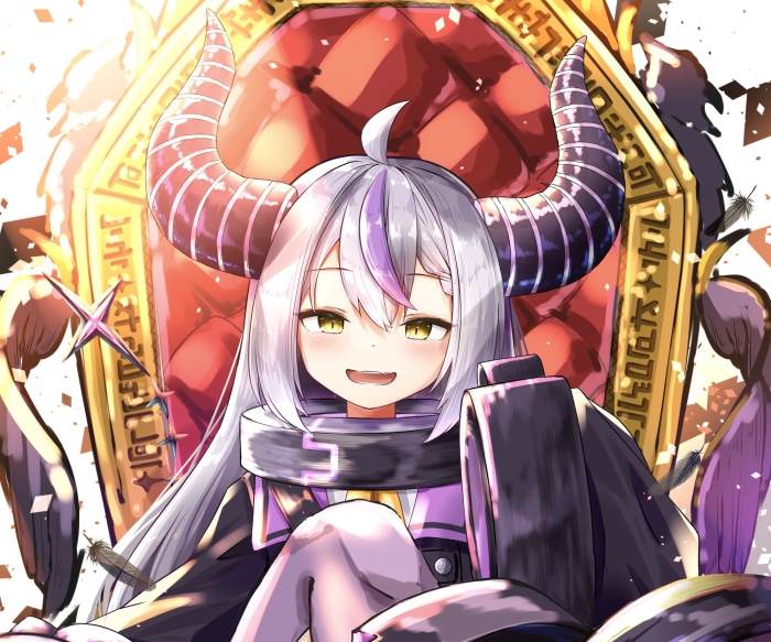 La+ Darknesss from Hololive sitting on a throne