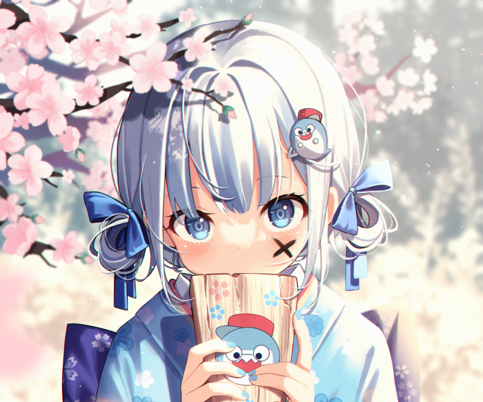 Gawr Gura from Hololive in a Kimono