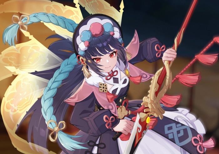 Yun Jin from Genshin Impact holding a polearm