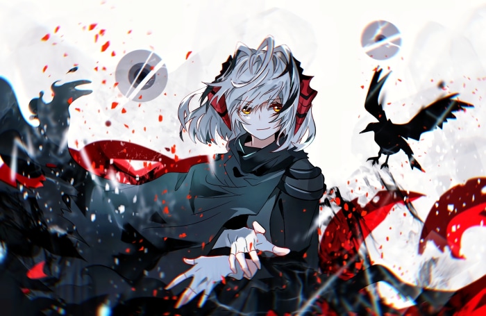 W from Arknights with a crow