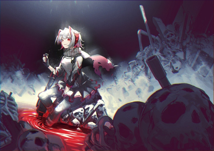 W from Arknights in a bloody battlefield