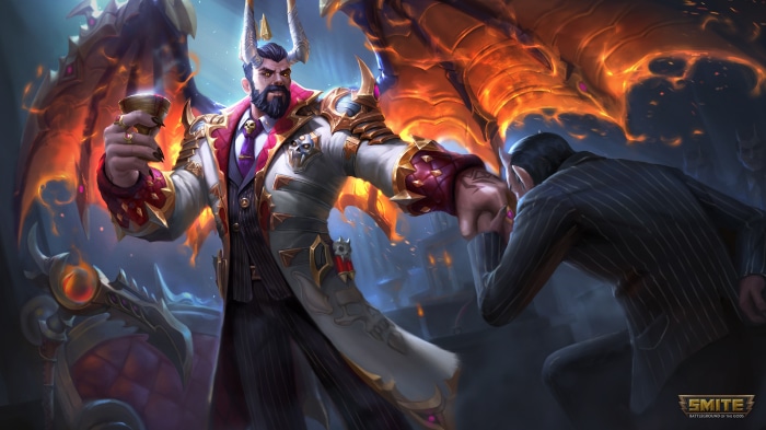 Thanatos from Smite holding a chalice